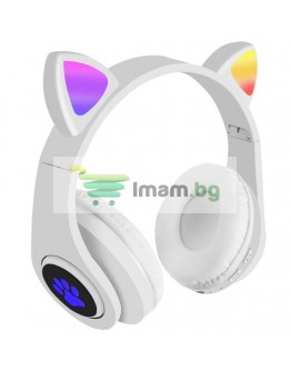Безжични слушалки светещи котешки уши CAT EAR